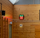 Sport Wireless Shot Clock with siren installed on school gymnasium wall