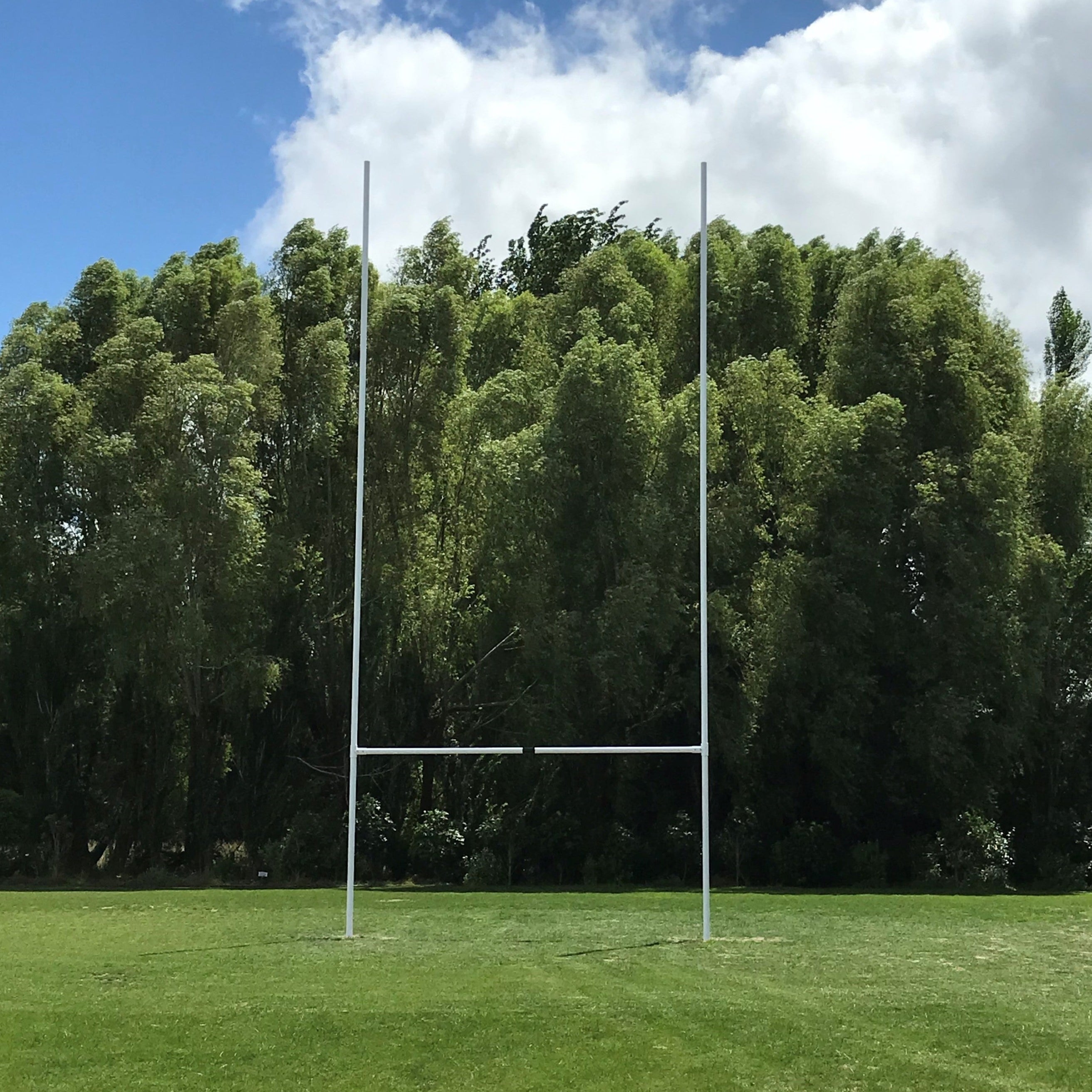 Aluminium Rugby Posts with Hinge Base - 13m — Perennial Sport & Turf