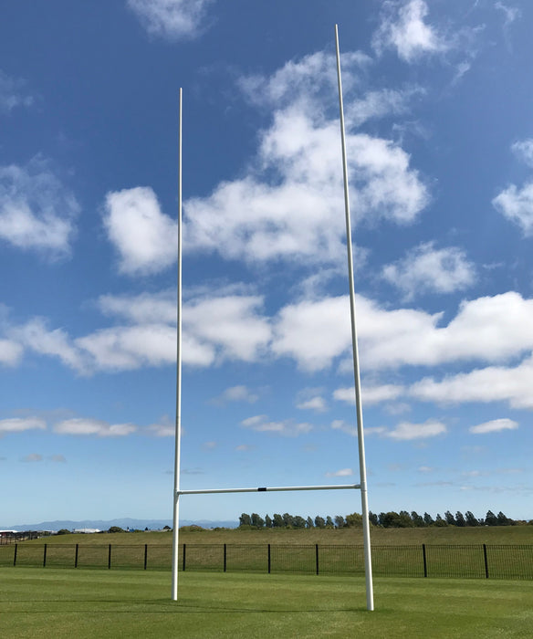 Aluminium Rugby Posts with Hinge Base - 16m — Perennial Sport & Turf