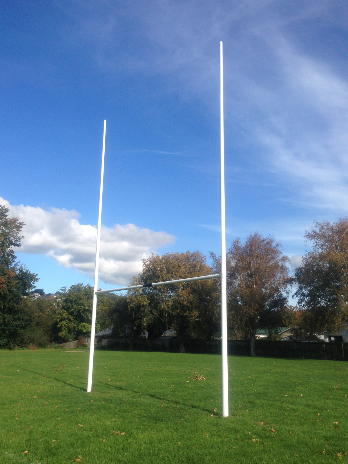 Aluminium Rugby Posts with Sleeve Base - 9.3m — Perennial Sport & Turf