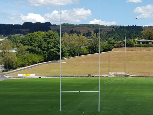16m aluminium rugby posts at Rotorua International Stadium, by Perennial Sport & Turf